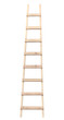 Wooden ladder vertical isolated stepladder closeup