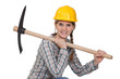 A female construction worker