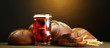 tankard of kvass and rye breads with ears,