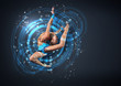 Young woman in gymnast suit posing
