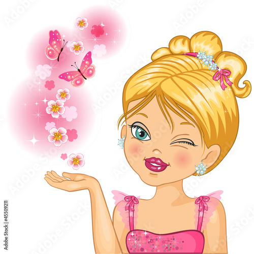 Vector: Princess with butterflies Princess with butterflies
