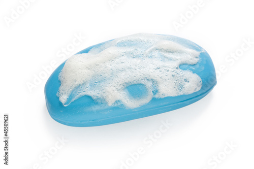 Photo: Blue soap with white suds Blue soap with white suds