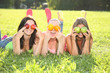 funny teenagers in the grass