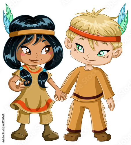 Vector: Indian Boy And Girl Holding Hands For Thanksgiving Indian Boy And Girl Holding Hands For Thanksgiving