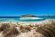 Beautiful sandy Beach with an the Island Gramvoúsa