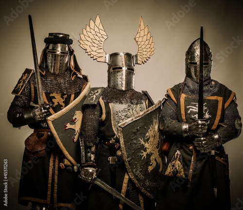 Photo: Three medieval knights Three medieval knights