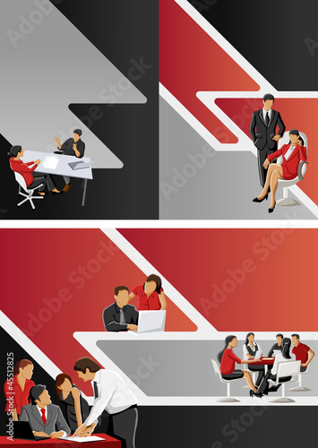 Vector: Red and black template for brochure with business people Red and black template for brochure with business people