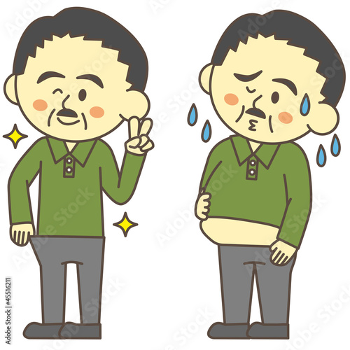 Illustration: ダイエット 中年男性 ダイエット 中年男性