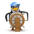 3d Captain Penguin at the helm