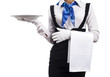 Photo: woman waiter with a plate in his hand woman waiter with a plate in his hand