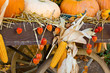 Herbstlich, geschmückter Leiterwagen