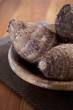 Malanga roots in a wooden bowl