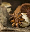 Star anise on a wooden surface (close-up)