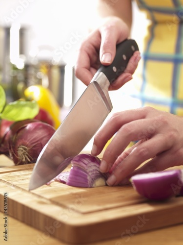 Photo: An onion being finely chopped An onion being finely chopped