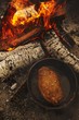 Lamb Rubbed with Spices in a Cast Iron Pan Ready for the Fire for Roasting