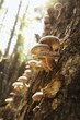 Shiitake Mushrooms Growing on an Oak in the Ozarks of Missouri