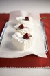 Heart Shaped Marshmallows with a Cherry and Powdered Sugar