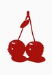 Sour cherries with drops of water, dramatic effect
