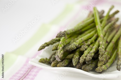 Photo: Green asparagus on tea towel Green asparagus on tea towel