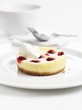 Mini cheese cake with raspberries and creme fraiche