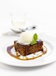 Sticky toffee pudding with vanilla ice cream