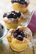 Individual bread puddings with cherries & icing sugar