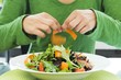 Salad leaves with carrots and tomatoes