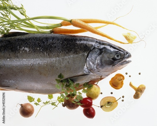 Photo: Salmon trout with vegetables Salmon trout with vegetables