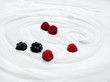 Natural yogurt with raspberries and blackberries
