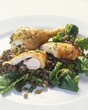 Chicken on lentils and spinach