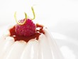 Vanilla blancmange with raspberry sauce