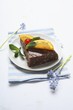 Chocolate rice dessert with caramelised orange