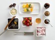 Chocolate fondue with fruit and marshmallows