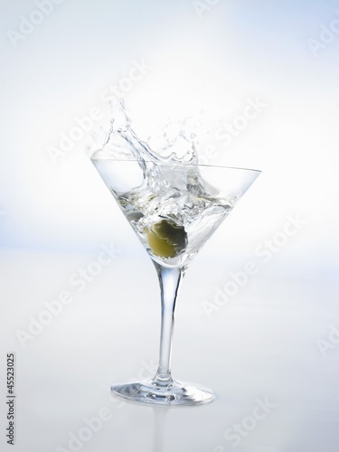 Photo: Martini with green olive (splash) Martini with green olive (splash)