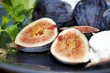 Fresh Black Mission Figs with Goat Cheese and Mint on a Tray