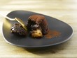 Chocolate-genmaicha cake with an apple filling