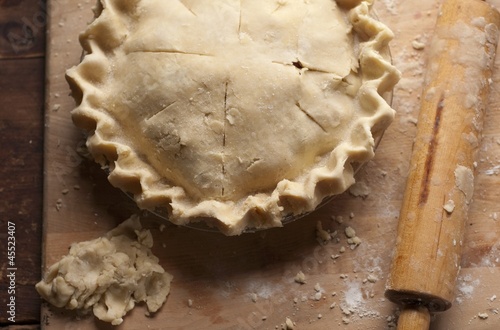 Photo: Apple and Peach Pie Ready for the Oven Apple and Peach Pie Ready for the Oven