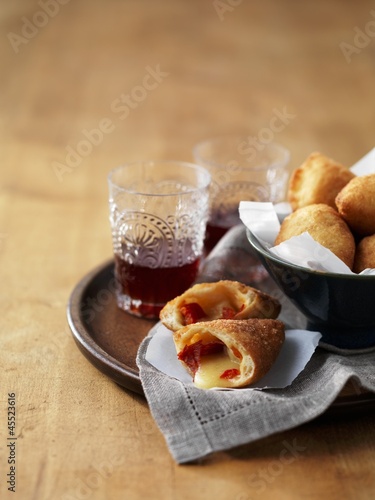 Photo: Panzerotti (deep-fried Italian dough parcels) with provolone Panzerotti (deep-fried Italian dough parcels) with provolone