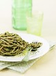 Linguine with green cabbage