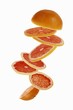 Sliced pink grapefruit