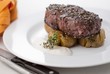 Cracked Peppercorn Filet Mignon on Smashed Baby Yukon Gold Potatoes