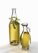 Soy oil in a bottle and carafe