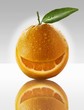 One orange with a slice taken out of it