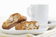 Biscotti (Italian almond biscuits) on a white plate