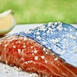 Salmon with salt (close up)
