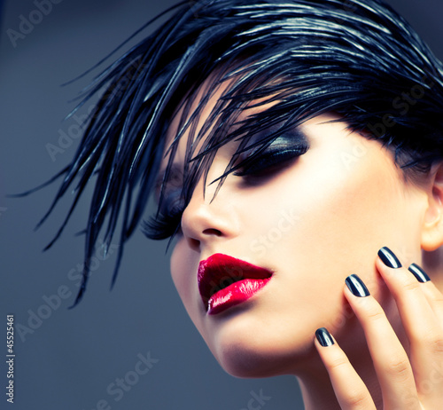 Photo: Fashion Art Girl Portrait. Punk Style Fashion Art Girl Portrait. Punk Style