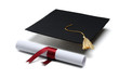diploma and graduation cap