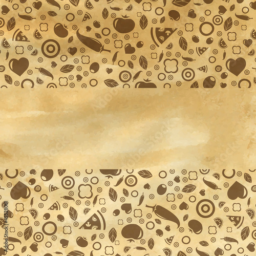 Vector: Vintage Restaurant Background With Food Icons Vintage Restaurant Background With Food Icons