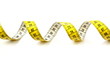Tape measure on white background