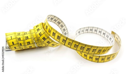Photo: Tape measure on white background Tape measure on white background
